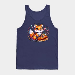 Cute Fox eating german food Tank Top